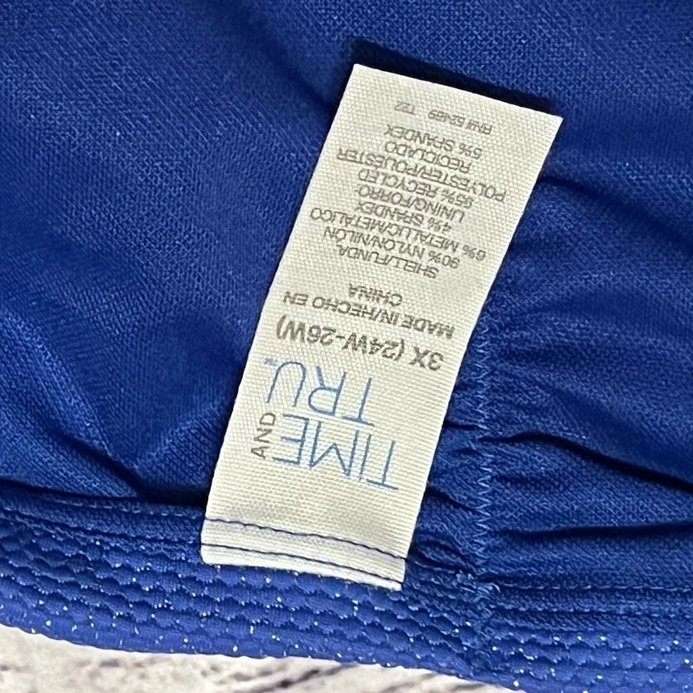 Women’s Time and Tru metallic shiny cobalt blue bikini bottom size 3x (24w-26w)